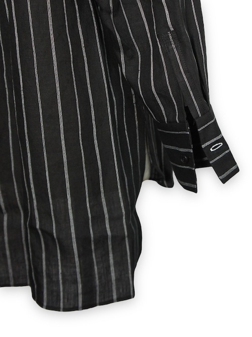 eofm��regular collar long shirts linen stripe��BLACK�ڥ����ե��