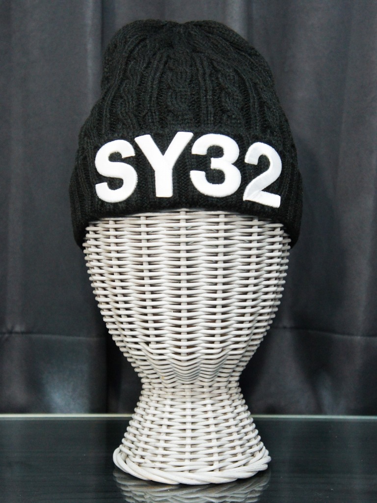 SY32 by SWEET YEARS��3D LOGO CABLE KNIT CAP��BLACK��WHITE�ڥ����磻�����ƥ��ȥ��Х����������ȥ��䡼�����˥åȥ���åס��֥�å��ߥۥ磻�ȡ�