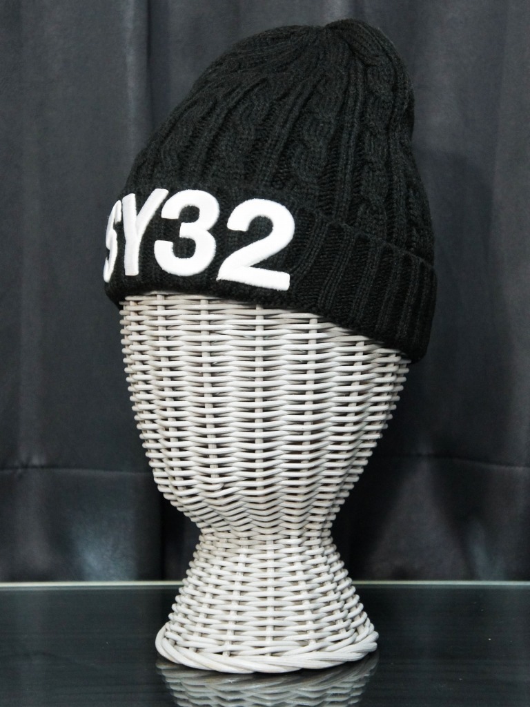 SY32 by SWEET YEARS��3D LOGO CABLE KNIT CAP��BLACK��WHITE�ڥ����磻�����ƥ��ȥ��Х����������ȥ��䡼�����˥åȥ���åס��֥�å��ߥۥ磻�ȡ�