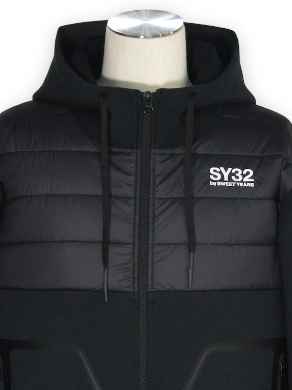 SY32 by SWEET YEARS��DOUBLE KNIT ZIP HOODIE��BLACK