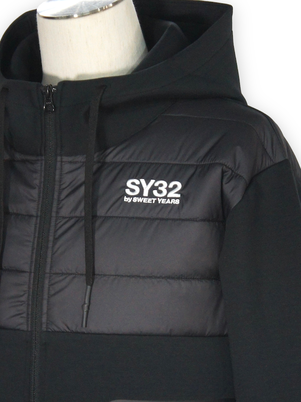 SY32 by SWEET YEARS��DOUBLE KNIT ZIP HOODIE��BLACK