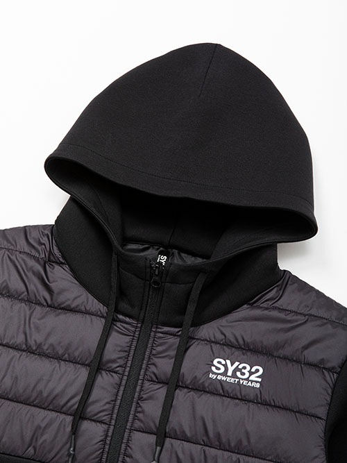 SY32 by SWEET YEARS��DOUBLE KNIT ZIP HOODIE��BLACK