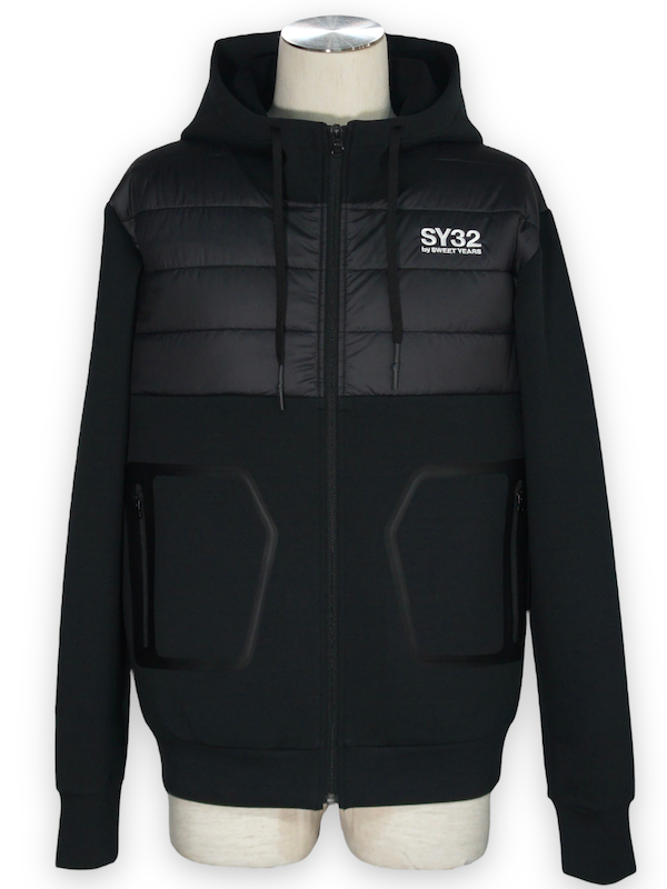 SY32 by SWEET YEARS��DOUBLE KNIT ZIP HOODIE��BLACK