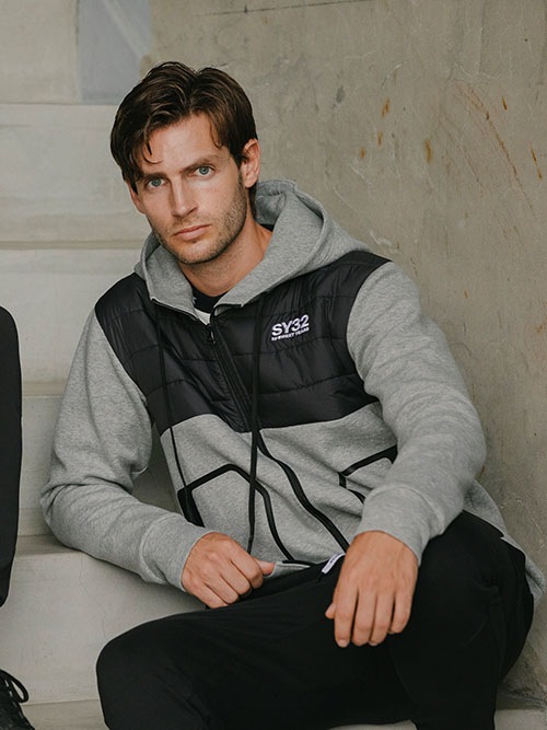 SY32 by SWEET YEARS��DOUBLE KNIT ZIP HOODIE��GRAY