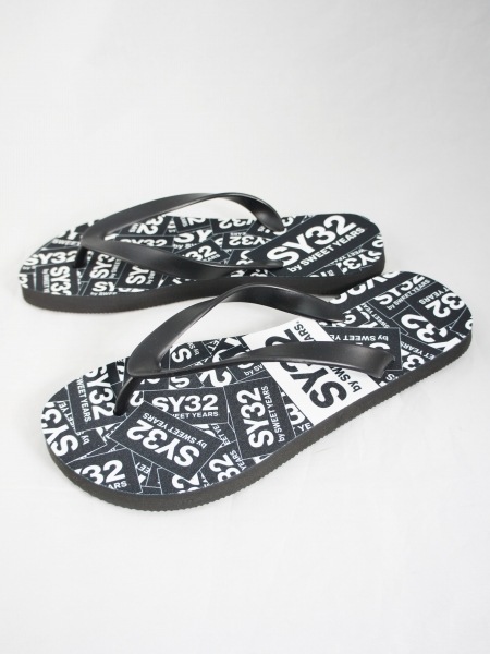 SY32 by SWEET YEARS��BEACH SANDALS(BOX LOGO)��BLACK�ڥ����磻�����ƥ��ȥ��Х����������ȥ��䡼�����ӡ���������롦�֥�å���