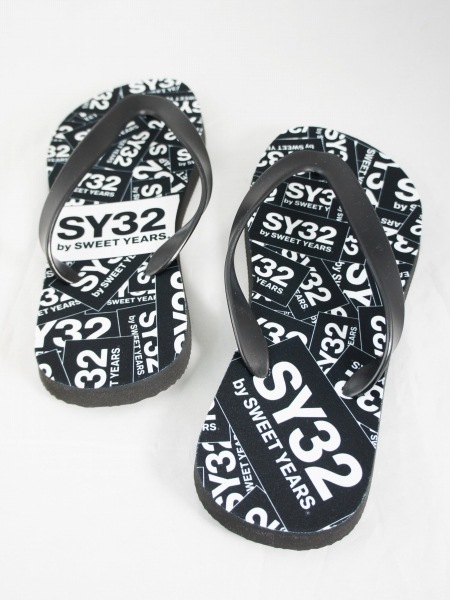SY32 by SWEET YEARS��BEACH SANDALS(BOX LOGO)��BLACK�ڥ����磻�����ƥ��ȥ��Х����������ȥ��䡼�����ӡ���������롦�֥�å���
