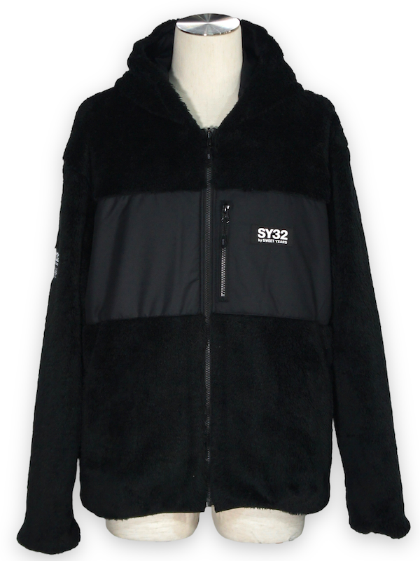 SY32 by SWEET YEARS��REVERSIBLE BOA HOODIE��BLACK