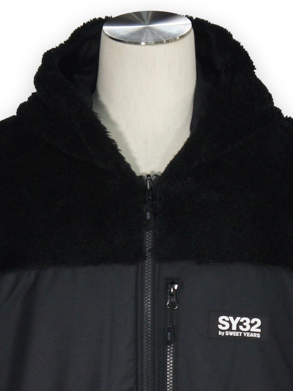 SY32 by SWEET YEARS��REVERSIBLE BOA HOODIE��BLACK