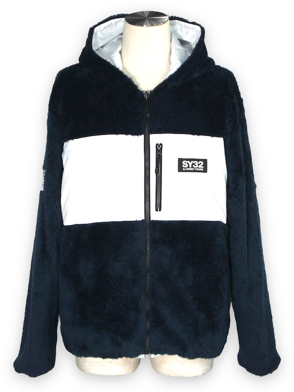SY32 by SWEET YEARS��REVERSIBLE BOA HOODIE��NAVY