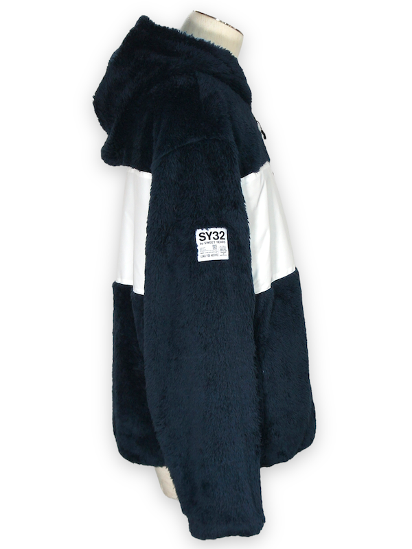 SY32 by SWEET YEARS��REVERSIBLE BOA HOODIE��NAVY
