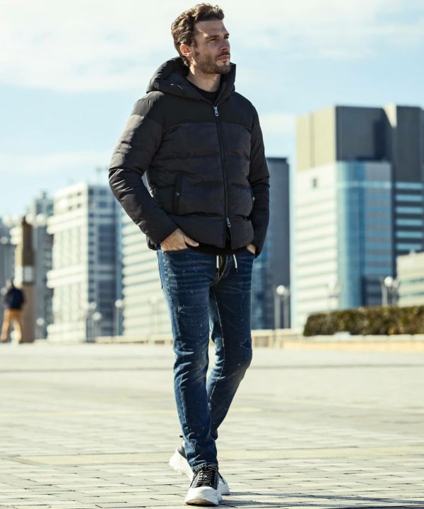 コンビネーション中綿ジャケット ブラック 1PIU1UGUALE3 RELAX ウノ