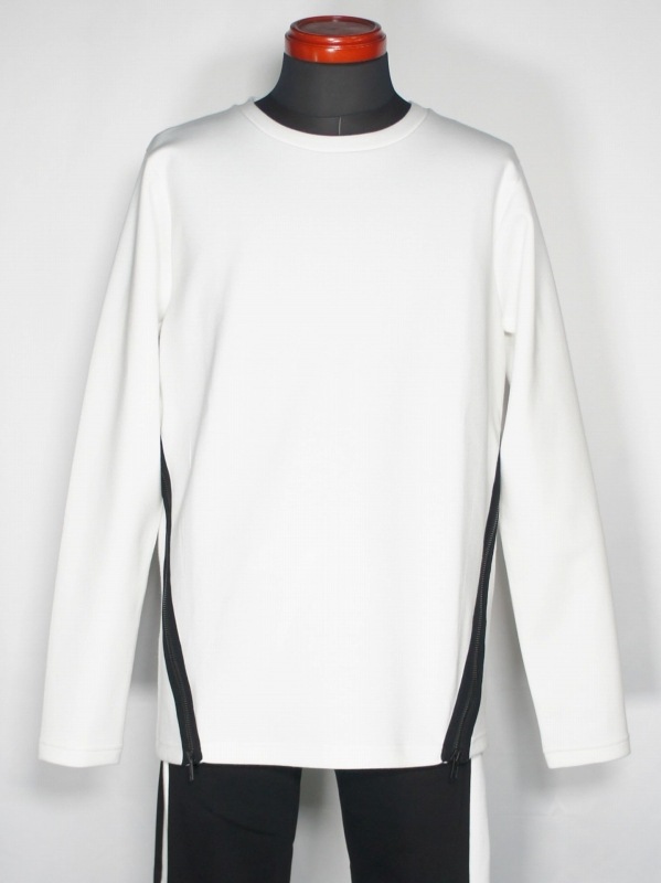 5351プール・オム（5351POUR LES HOMMES）/裾ジップ プルオーバー ロングTシャツ 5351POUR LES HOMMES「裾ジップ プルオーバー ロングTシャツ」ホワイト