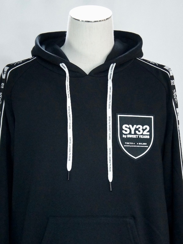 国内発送【SY32】LINE TAPE P/O HOODIE 3色 プレゼントに 人気♪ 30%OFF SY32 by SWEET YEARS「LINE TAPE P/O HOODIE」BLACK