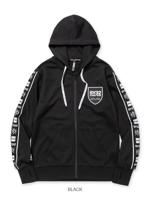 SY32 by SWEET YEARS��LINE TAPE ZIP HOODIE��BLACK�ڥ����磻�����ƥ��ȥ��Х����������ȥ��䡼����