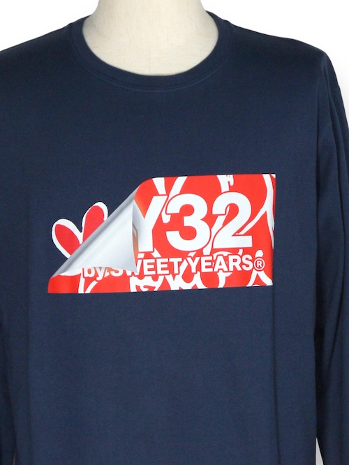 ĹµT����� �ͥ��ӡ� HEART DRIP BOX LOGO L/S TEE NAVY SY32 by SWEET YEARS