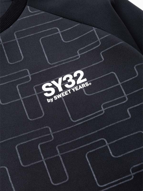 PO���롼 DOUBLE KNIT EMBOSS GEOMETRY P/O CREW BLACK SY32 by SWEET YEARS �����磻�����ƥ����ȥ��Х����������ȥ��䡼��