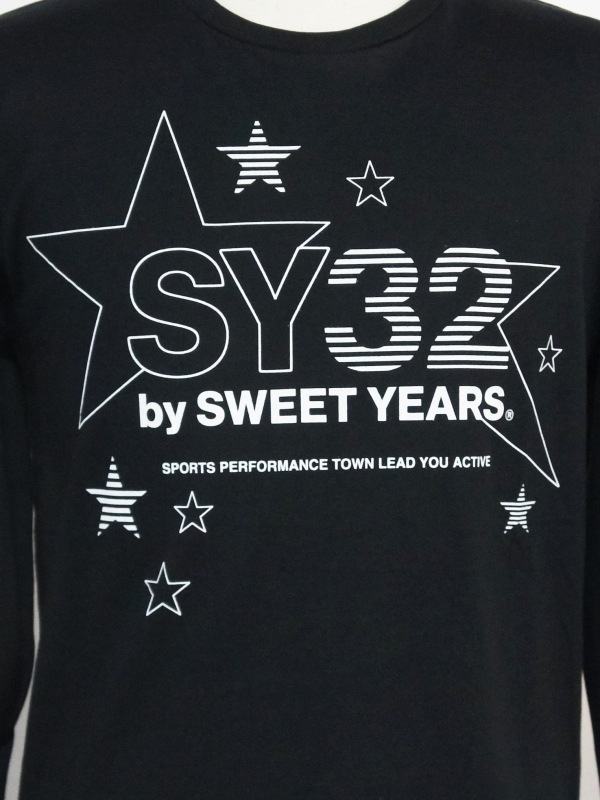 SY32 by SWEET YEARS��MULTI STAR L/S TEE��BLACK