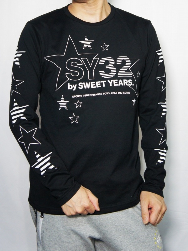 SY32 by SWEET YEARS��MULTI STAR L/S TEE��BLACK