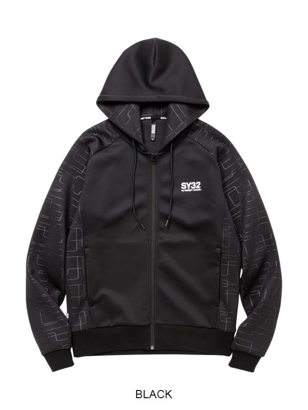 ZIP�ա��ǥ��� DOUBLE KNIT EMBOSS GEOMETRY ZIP HOODIE BLACK SY32 by SWEET YEARS �����磻�����ƥ��ȥ��Х����������ȥ��䡼��