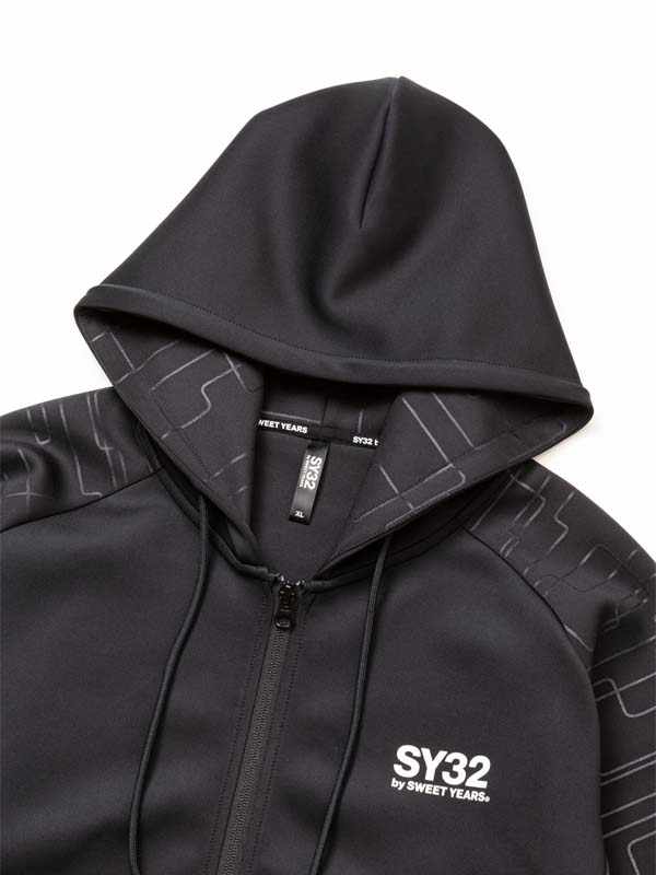 ZIP�ա��ǥ��� DOUBLE KNIT EMBOSS GEOMETRY ZIP HOODIE BLACK SY32 by SWEET YEARS �����磻�����ƥ��ȥ��Х����������ȥ��䡼��