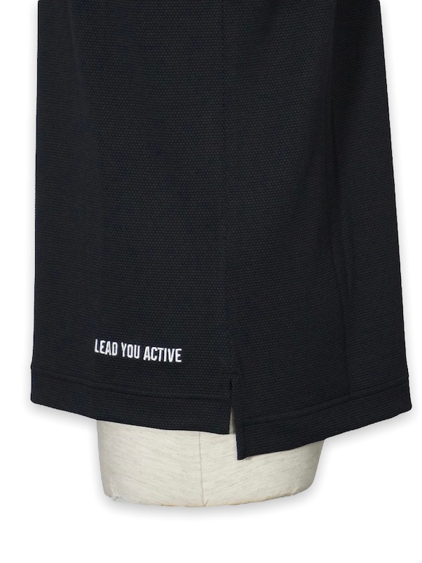 SY32 by SWEET YEARS��ACTIVE BACK PRINT ZIP POLO SHIRTS��BLACK