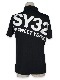 SY32 by SWEET YEARS��ACTIVE BACK PRINT ZIP POLO SHIRTS��BLACK