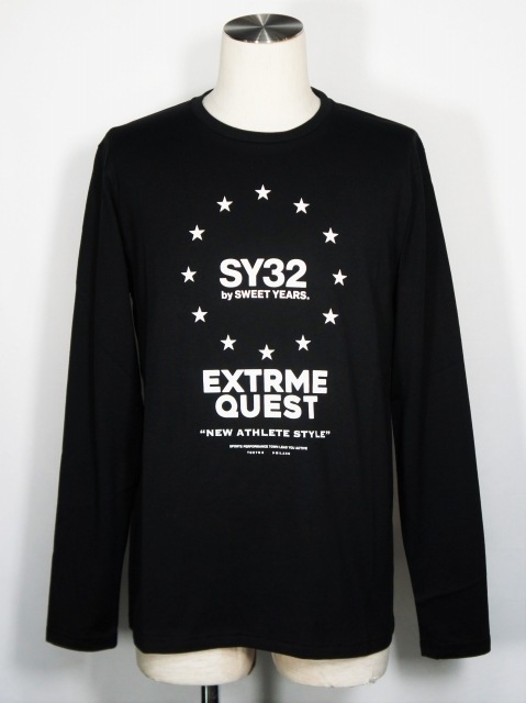 SY32 by SWEET YEARS��WORLD STAR L/S TEE��BLACK