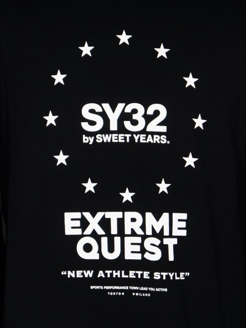 SY32 by SWEET YEARS��WORLD STAR L/S TEE��BLACK