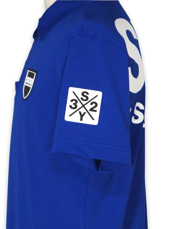 SY32 by SWEET YEARS��ACTIVE BACK PRINT ZIP POLO SHIRTS��BLUE