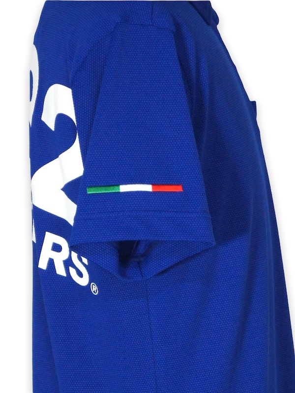 SY32 by SWEET YEARS��ACTIVE BACK PRINT ZIP POLO SHIRTS��BLUE