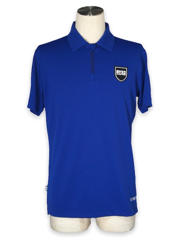 SY32 by SWEET YEARS��ACTIVE BACK PRINT ZIP POLO SHIRTS��BLUE