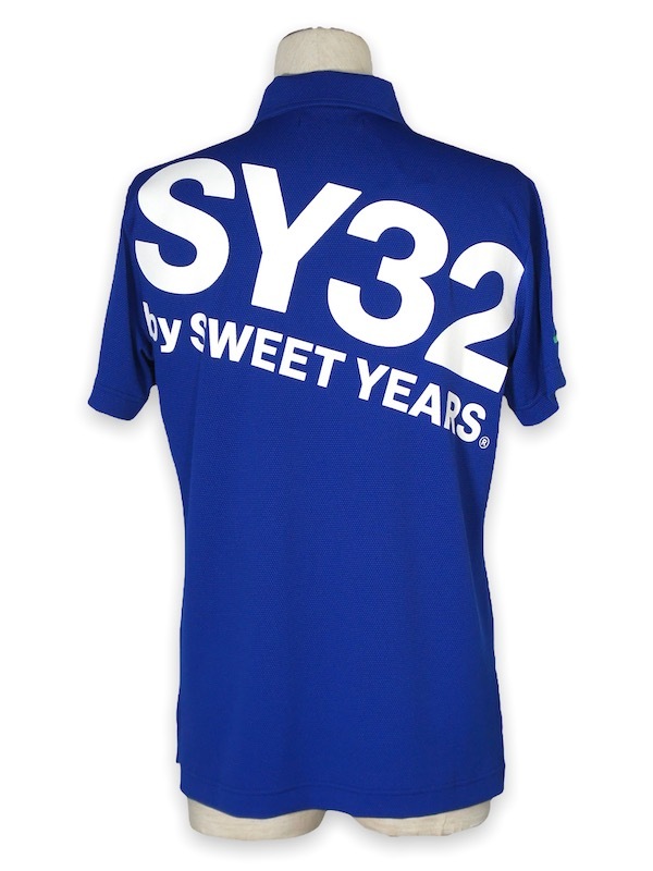 SY32 by SWEET YEARS��ACTIVE BACK PRINT ZIP POLO SHIRTS��BLUE