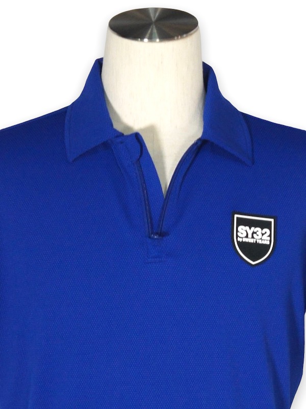 SY32 by SWEET YEARS��ACTIVE BACK PRINT ZIP POLO SHIRTS��BLUE