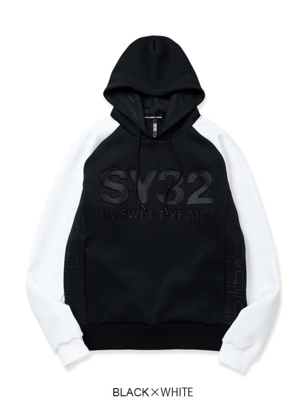 P/Oաǥ DOUBLE KNIT EMBOSS GEOMETRY P/O HOODIE BLACKWHITE SY32 by SWEET YEARS 磻ƥȥХȥ䡼