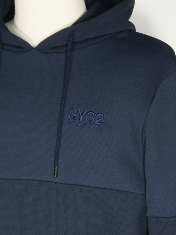 SY32 by SWEET YEARS��TWO FACE KNIT HOODIE��NAVY