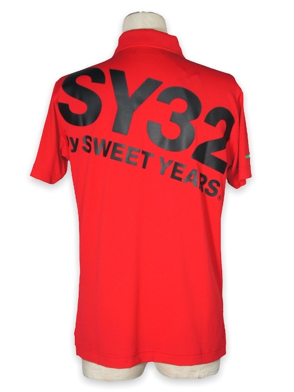 50%OFF SY32 by SWEET YEARSACTIVE BACK PRINT ZIP POLO SHIRTSRED