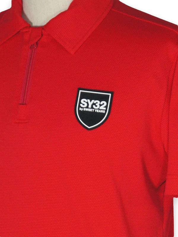 50%OFF SY32 by SWEET YEARSACTIVE BACK PRINT ZIP POLO SHIRTSRED