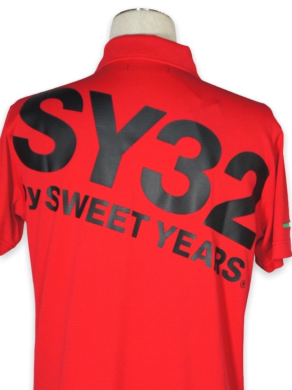 50%OFF SY32 by SWEET YEARSACTIVE BACK PRINT ZIP POLO SHIRTSRED