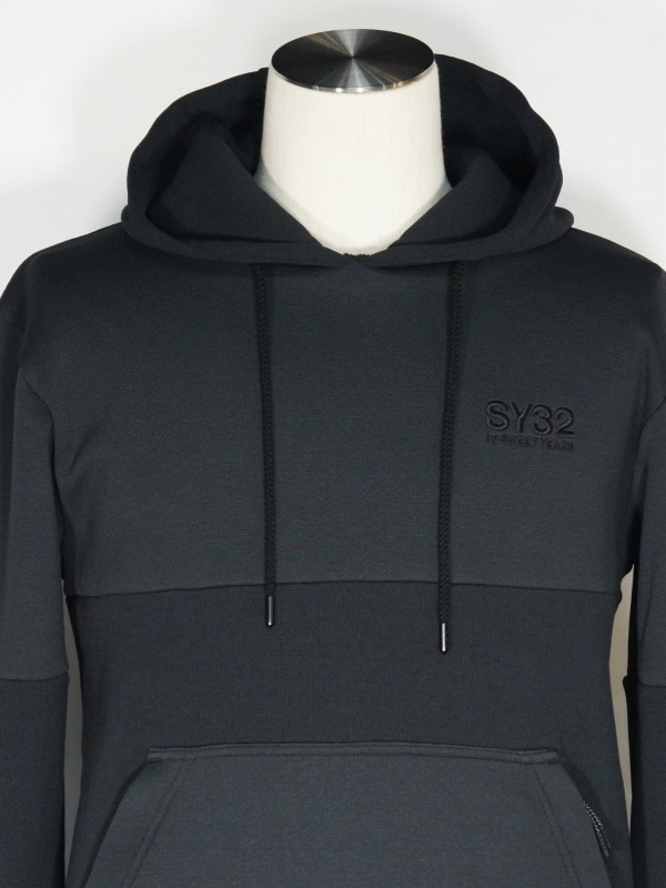 SY32 by SWEET YEARS��TWO FACE KNIT HOODIE��BLACK