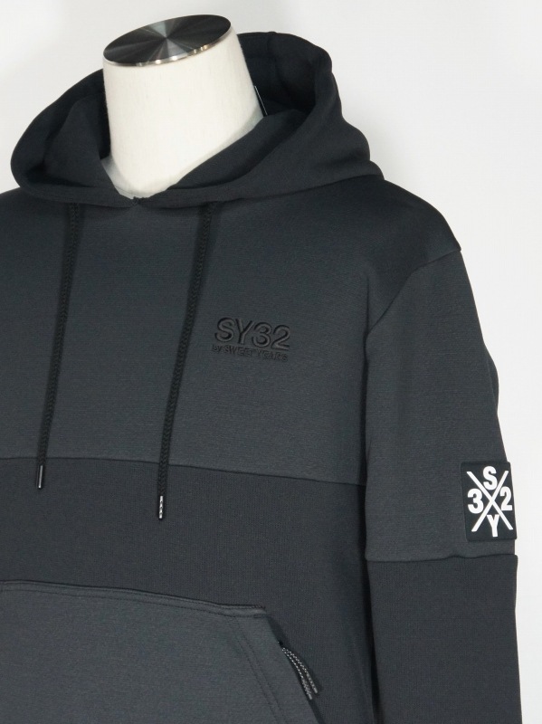 SY32 by SWEET YEARS��TWO FACE KNIT HOODIE��BLACK