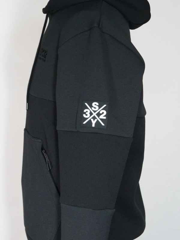 SY32 by SWEET YEARS��TWO FACE KNIT HOODIE��BLACK