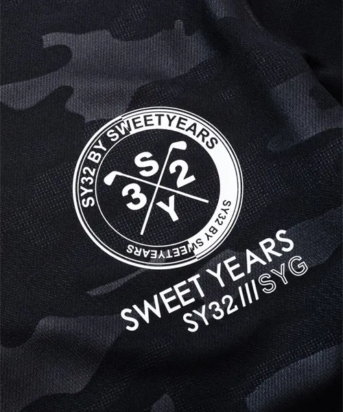 �ݥ������ CAMO EMBOSS COLLAR SHIRTS BLACK SY32 by SWEET YEARS GOLF �����磻�����ƥ��ȥ��Х����������ȥ��䡼�������