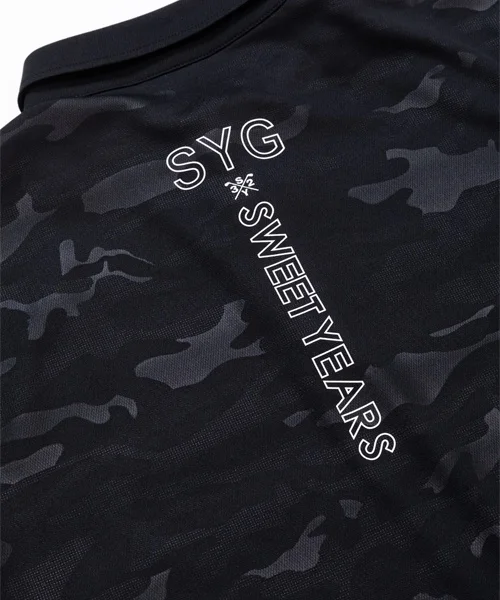 �ݥ������ CAMO EMBOSS COLLAR SHIRTS BLACK SY32 by SWEET YEARS GOLF �����磻�����ƥ��ȥ��Х����������ȥ��䡼�������