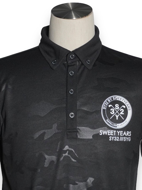 �ݥ������ CAMO EMBOSS COLLAR SHIRTS BLACK SY32 by SWEET YEARS GOLF �����磻�����ƥ��ȥ��Х����������ȥ��䡼�������