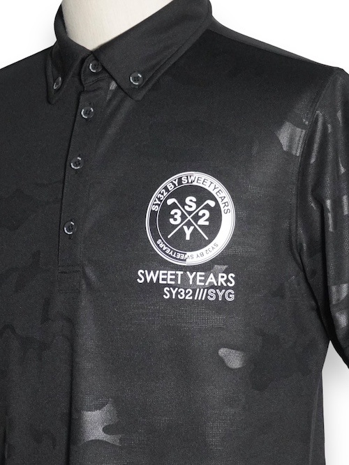 �ݥ������ CAMO EMBOSS COLLAR SHIRTS BLACK SY32 by SWEET YEARS GOLF �����磻�����ƥ��ȥ��Х����������ȥ��䡼�������
