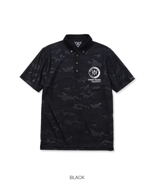 �ݥ������ CAMO EMBOSS COLLAR SHIRTS BLACK SY32 by SWEET YEARS GOLF �����磻�����ƥ��ȥ��Х����������ȥ��䡼�������