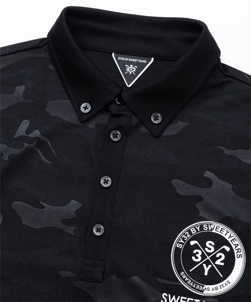 �ݥ������ CAMO EMBOSS COLLAR SHIRTS BLACK SY32 by SWEET YEARS GOLF �����磻�����ƥ��ȥ��Х����������ȥ��䡼�������