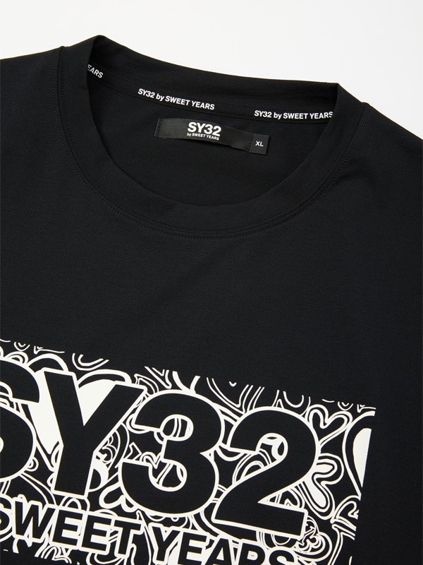HEART PATTERN BOX LOGO L/S TEE BLACK SY32 by SWEET YEARS �����磻�����ƥ��ȥ��Х����������ȥ��䡼��