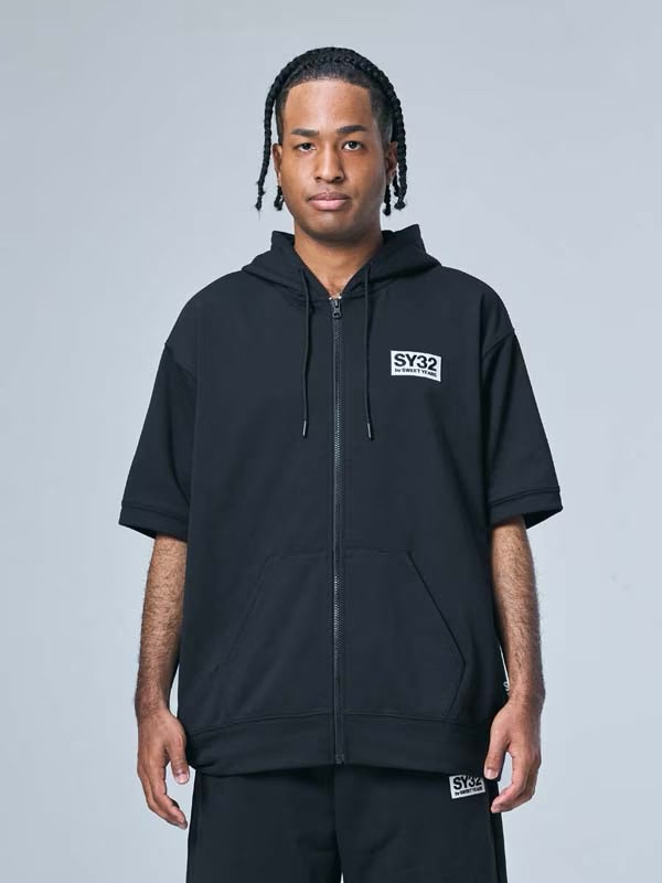 Ⱦµ�ա��ǥ��� BASIC BOX LOGO S/S ZIP HOODIE BLACK SY32 by SWEET YEARS �����磻�����ƥ��ȥ��Х����������ȥ��䡼��