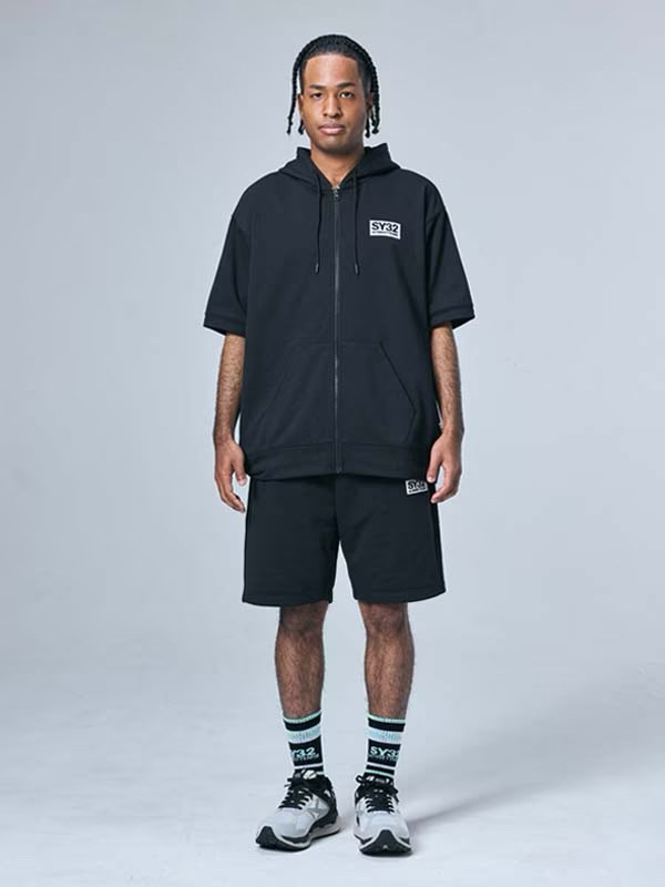 Ⱦµ�ա��ǥ��� BASIC BOX LOGO S/S ZIP HOODIE BLACK SY32 by SWEET YEARS �����磻�����ƥ��ȥ��Х����������ȥ��䡼��